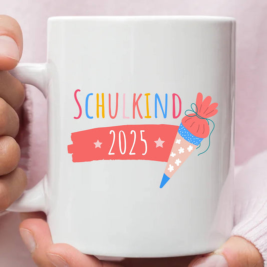 Schulkind 2025 – Tasse - rot / blau